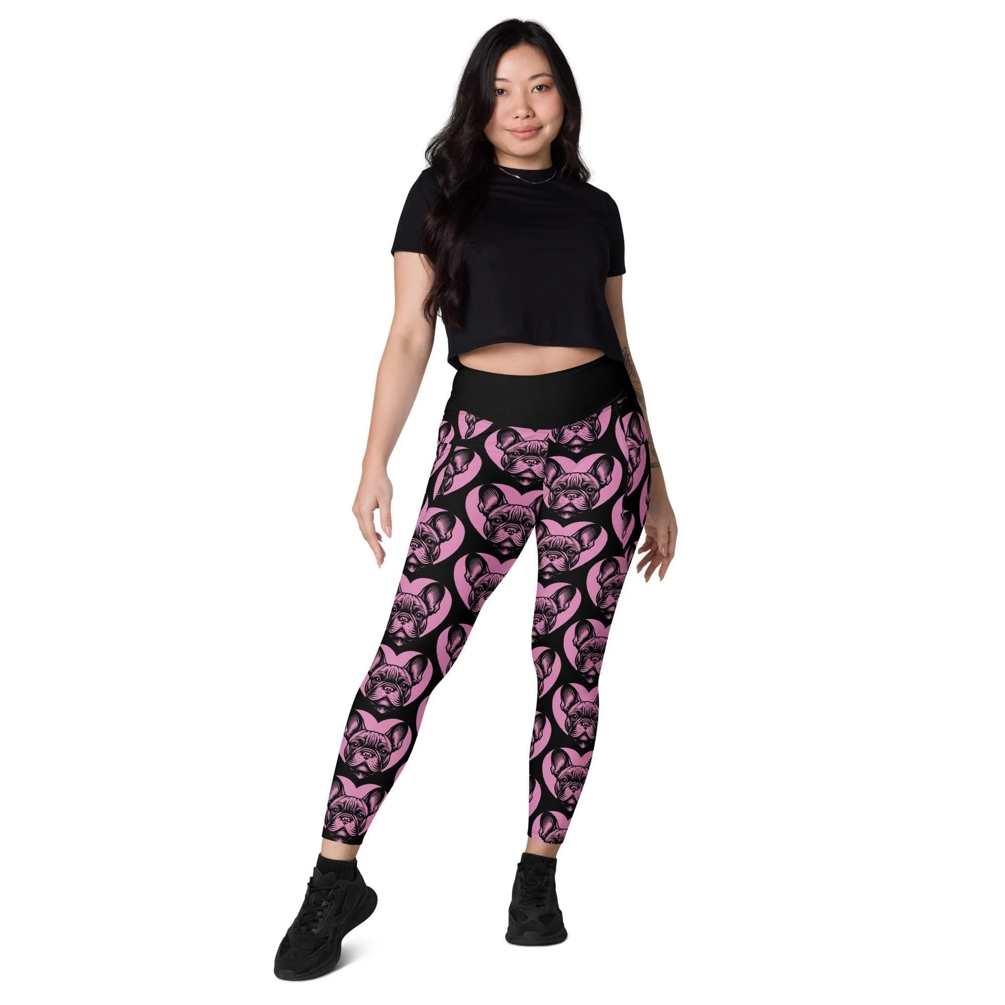 DOG BREED LEGGINGS with pockets - FRENCH BULLDOG - HERTTAHOUND - pink