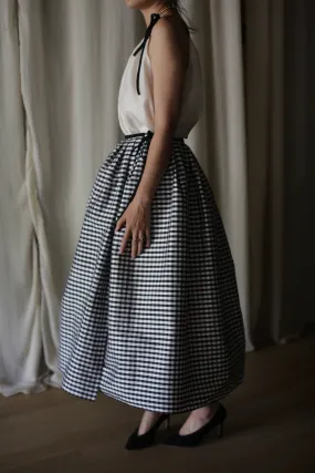 Dupioni Wrap Skirt | B/W Gingham