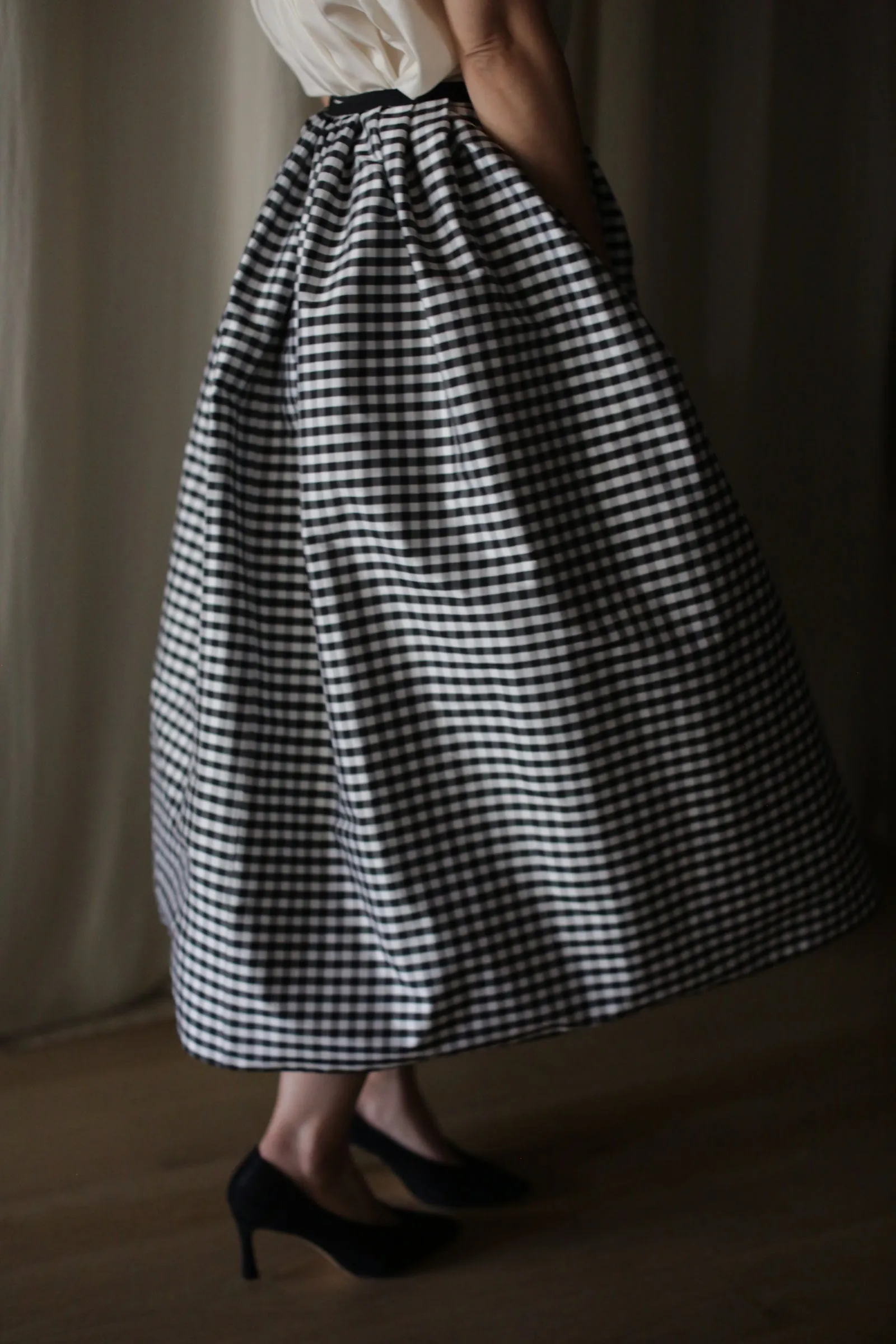 Dupioni Wrap Skirt | B/W Gingham