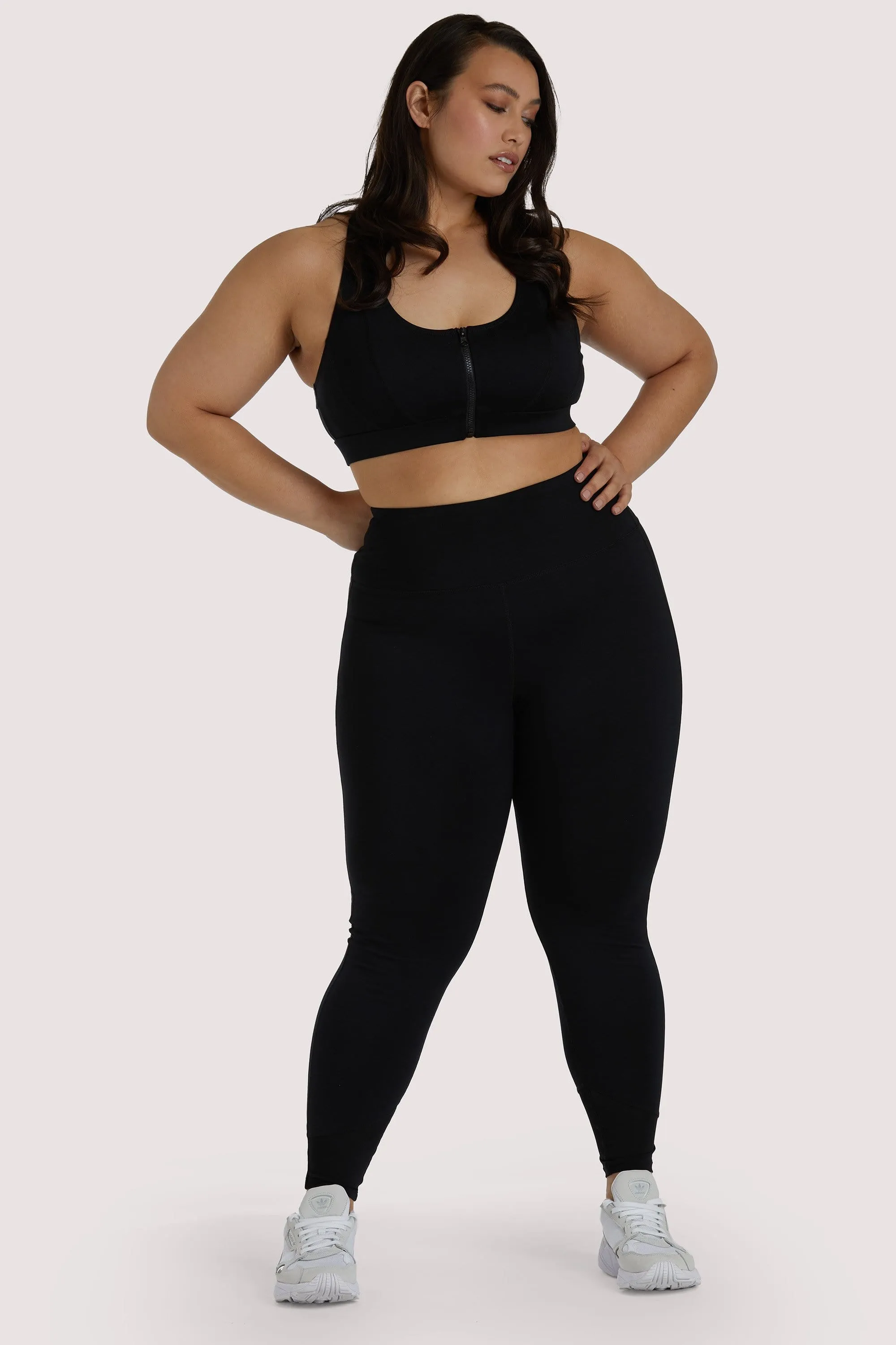 Eco Black Mesh Panel Leggings Curve