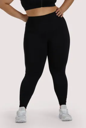 Eco Black Mesh Panel Leggings Curve