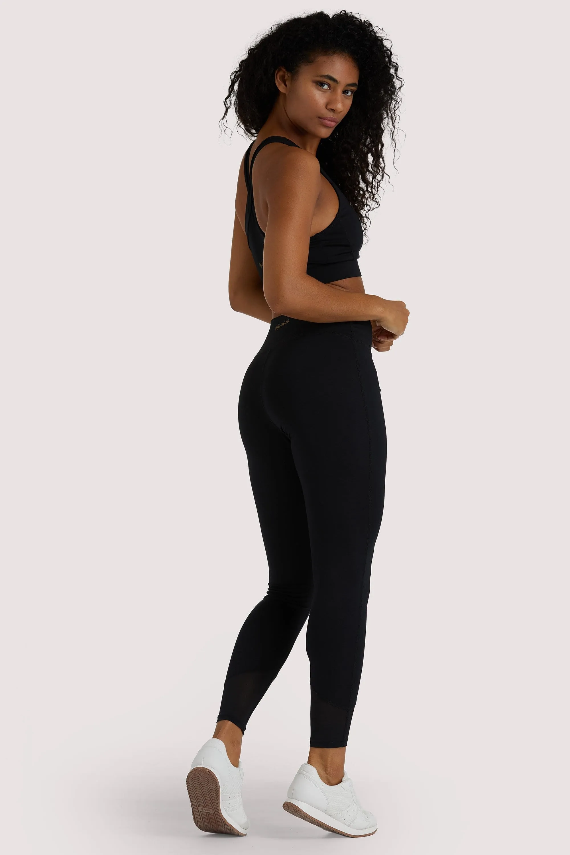 Eco Black Mesh Panel Leggings