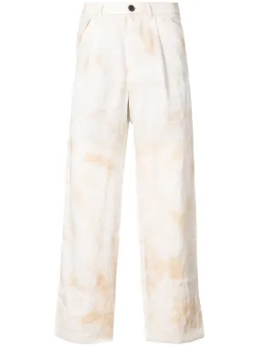 Ecru White Ramie Unisex Wide Pants