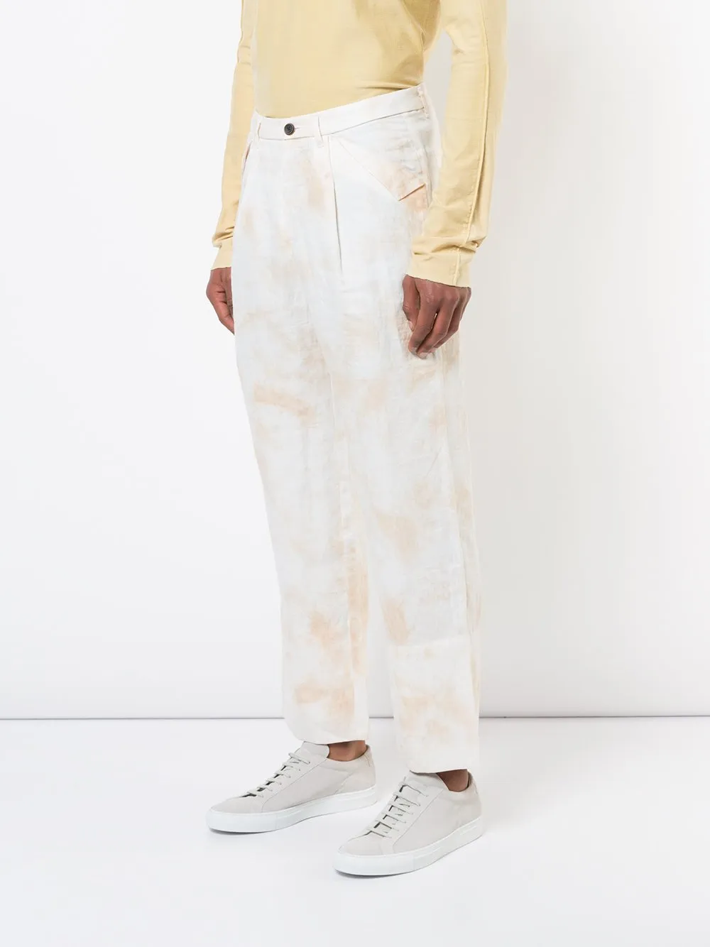 Ecru White Ramie Unisex Wide Pants