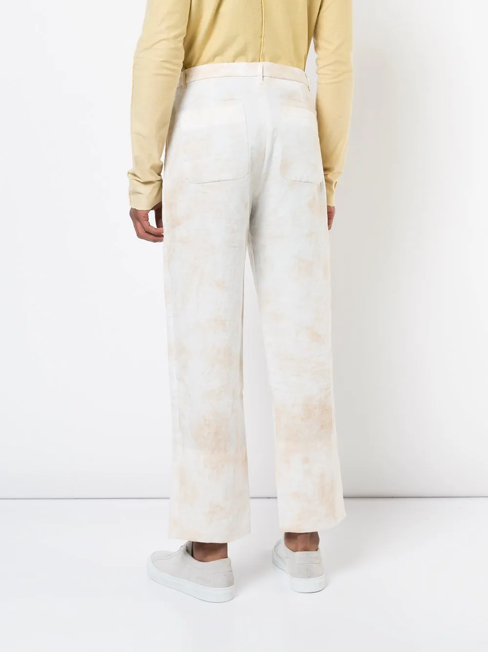 Ecru White Ramie Unisex Wide Pants