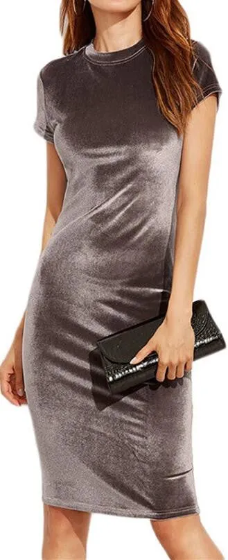 Elegant Pure Color Scoop Bodycon Knee-length Dress