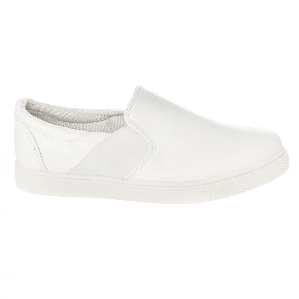 Elouise Slip On Skater Shoe Elastic Panels White Rubber Soles