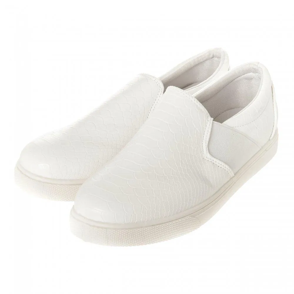 Elouise Slip On Skater Shoe Elastic Panels White Rubber Soles