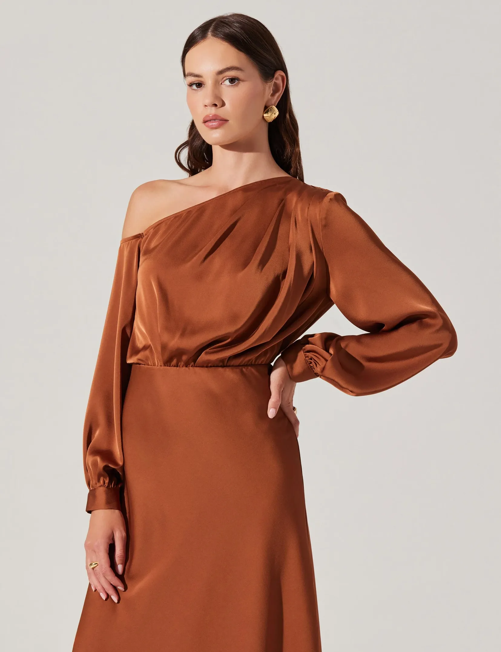 Elwood Off Shoulder Dress, Copper