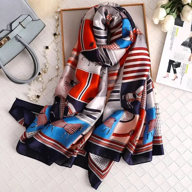 Fashion Silk Scarf Printed Bandana Shawl #LZ131