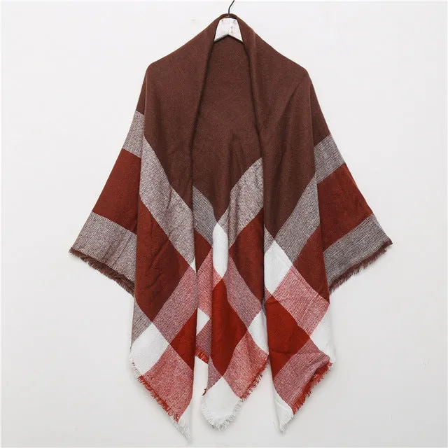 Fashion Winter Knitted Scarf Plaid Printed Bandana Shawl #2705