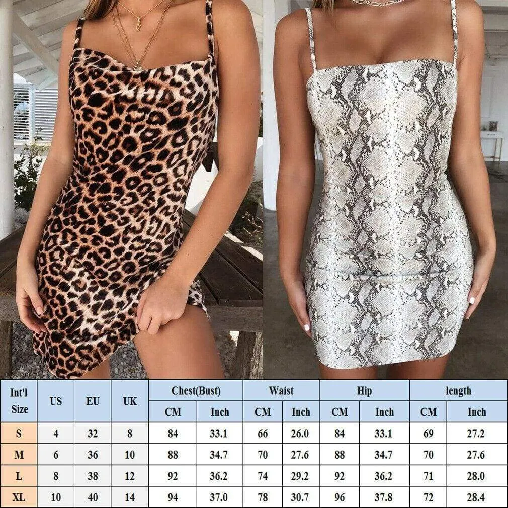 FashionSierra - Women Dresses Spaghetti Strap Stretchy Package Hip Bodycon Leopard Dress Evening Party Short Mini Dress Women Clothes