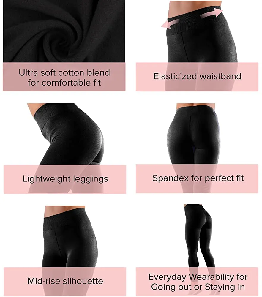 Felina Cotton Modal Leggings (2-Pack) Extra Lightweight Breathable Leggings for Women, Lounge Pants, Style: C2201