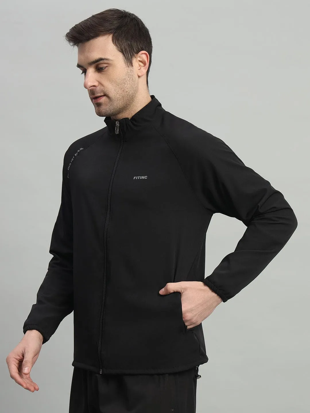 FITINC Sports Track Jacket for Men - Black