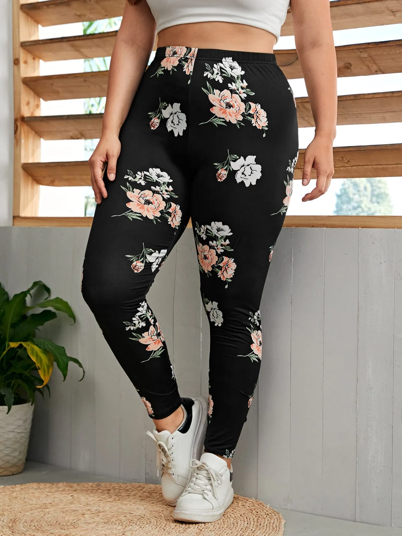 Floral Long Plus Size Leggings