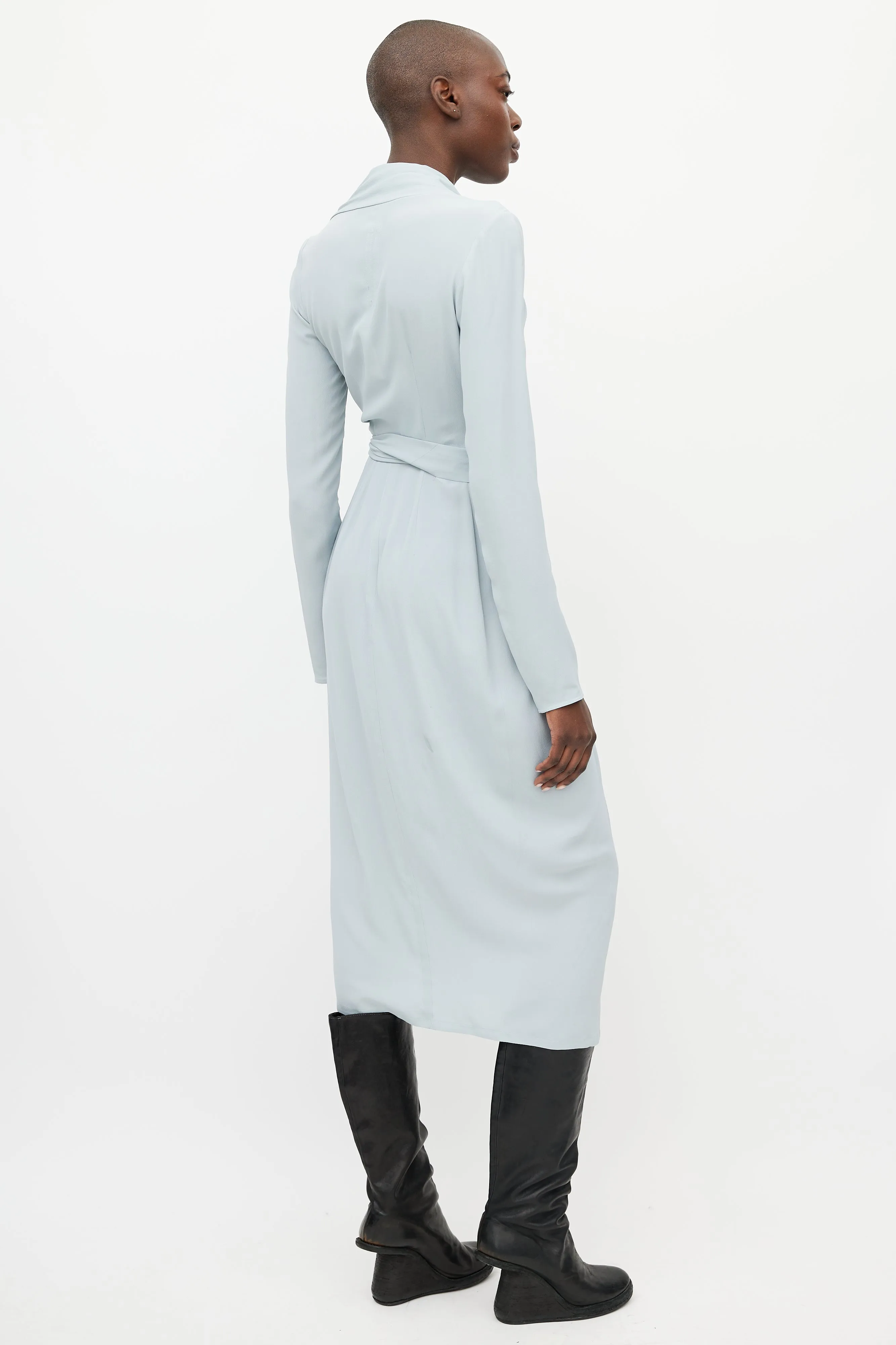 FW 2019 Larry Blue Silk Wrap Dress