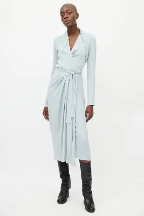 FW 2019 Larry Blue Silk Wrap Dress