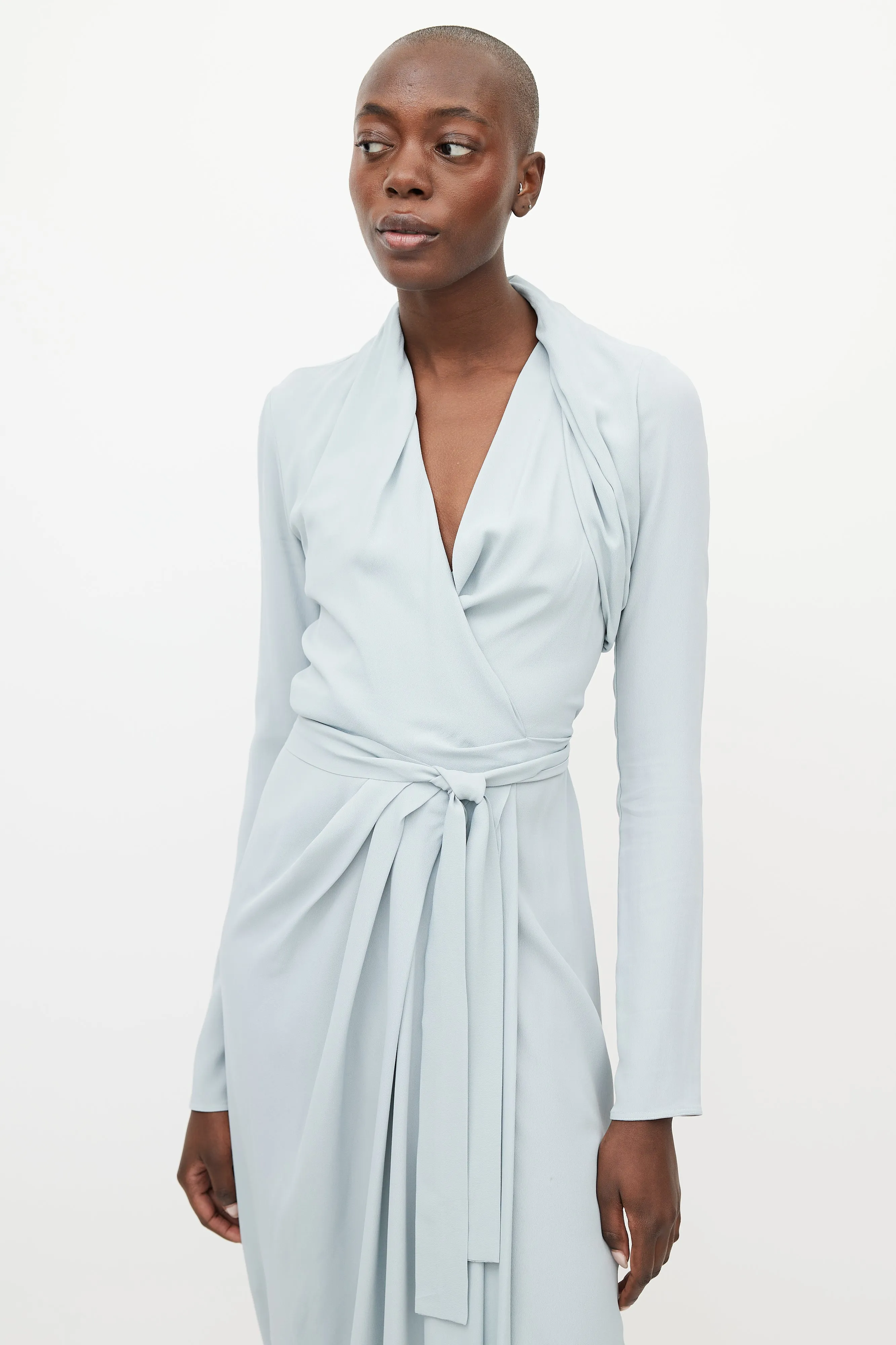 FW 2019 Larry Blue Silk Wrap Dress