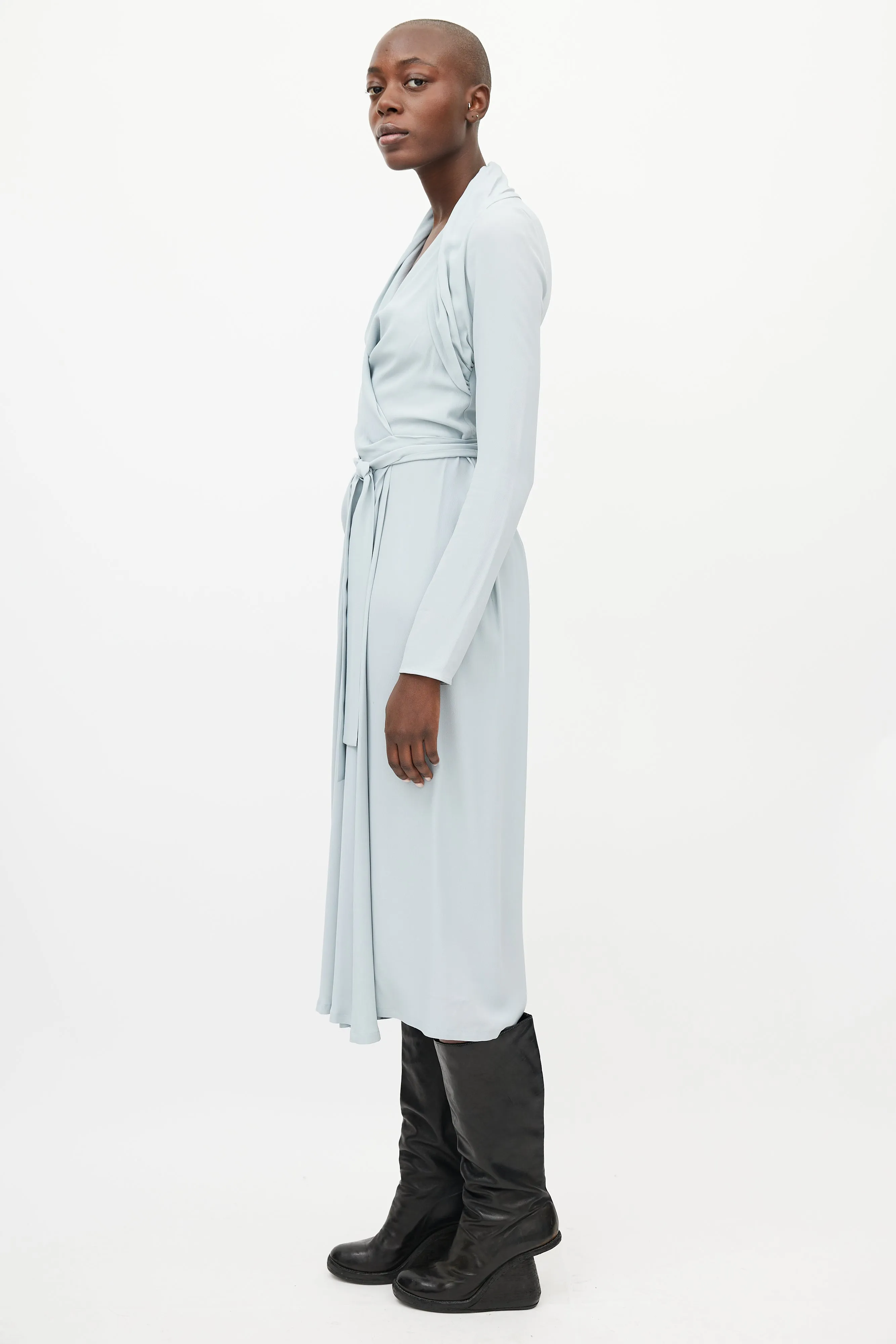 FW 2019 Larry Blue Silk Wrap Dress