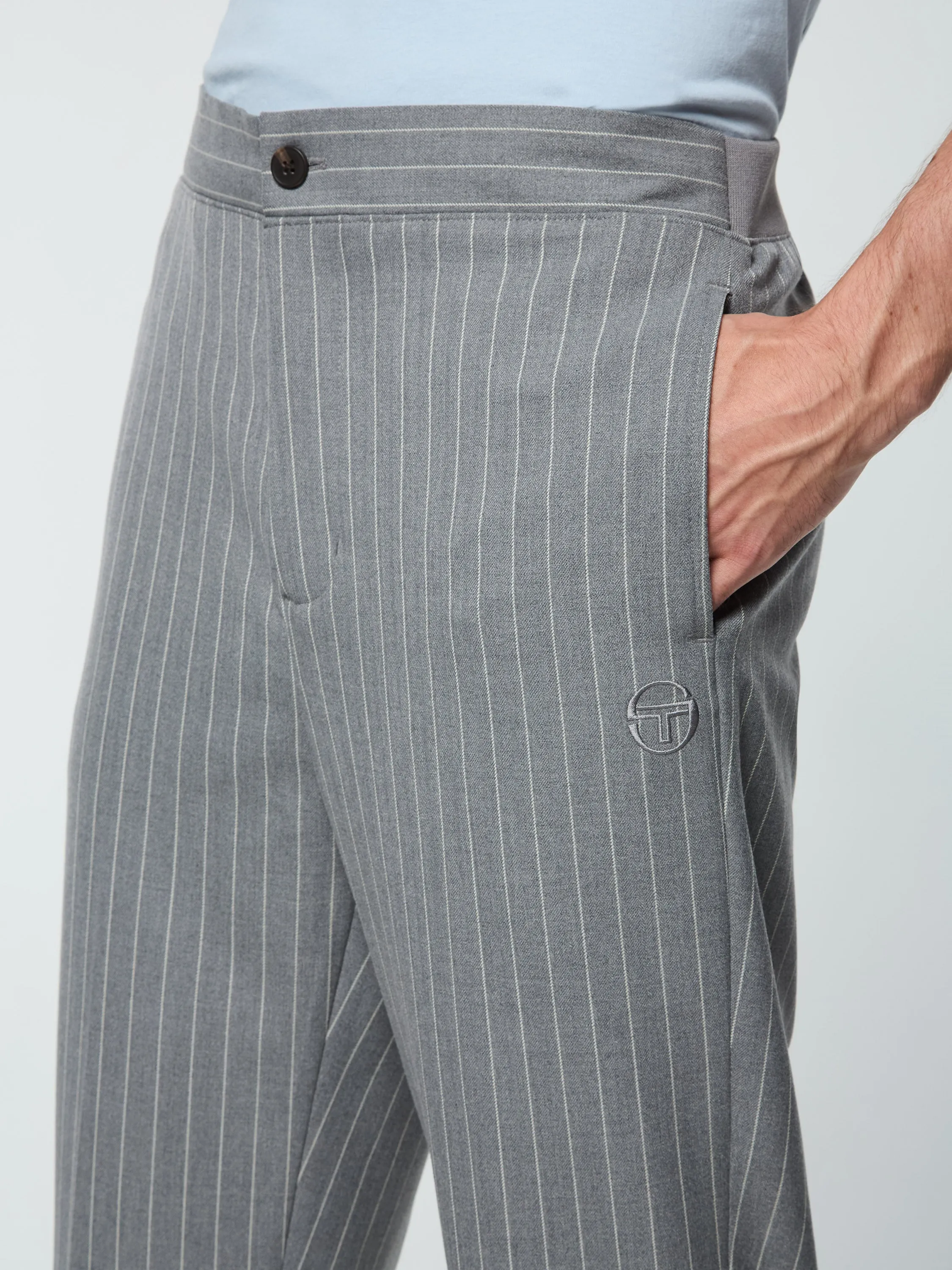 Gessato Suiting Track Pant- Quiet Shade