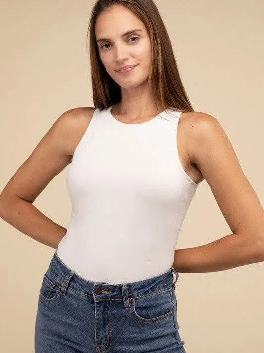 Glow from the Inside Out Boat Neck Sleeveless Bodysuit