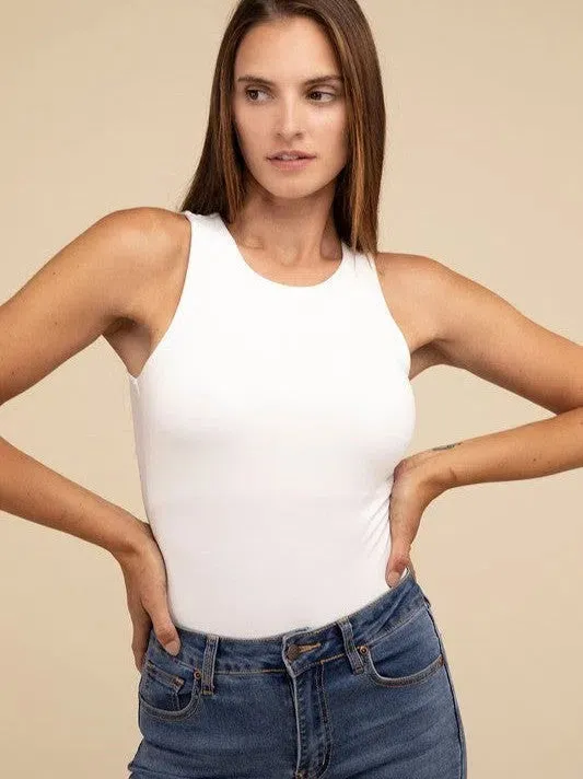 Glow from the Inside Out Boat Neck Sleeveless Bodysuit