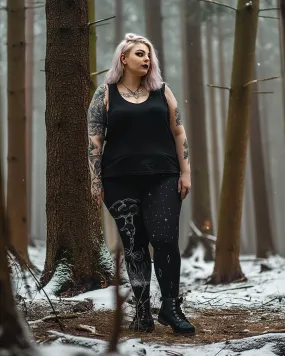 Godbane Plus Size Leggings - UPF 50  Protection Witchy Occult Gothic Style Activewear - Vegan Yoga Leisurewear