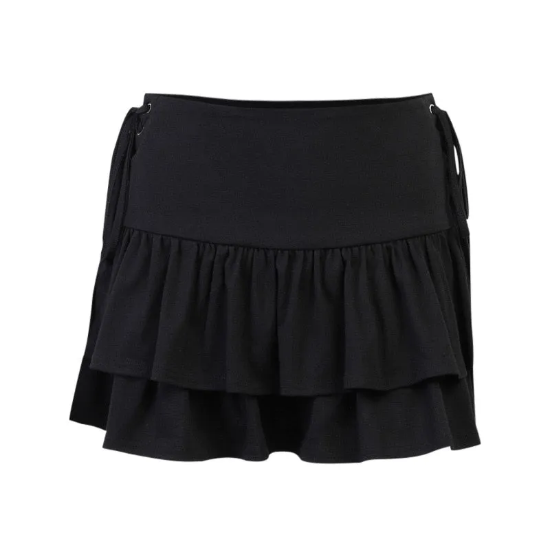 Goth Skirt Women High Waist Bandage Mini Skirt Dark Gothic Punk Skirt