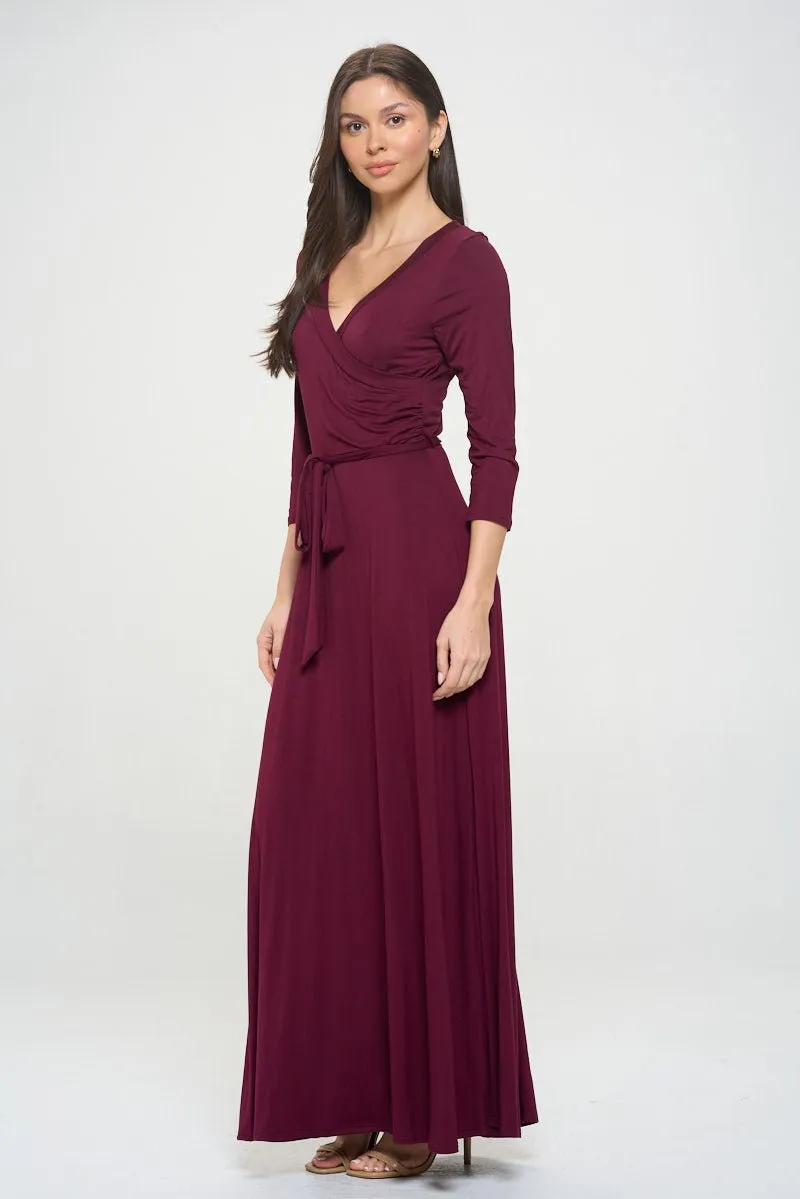 Grace Faux-Wrap Maxi Dress with Tie Waist