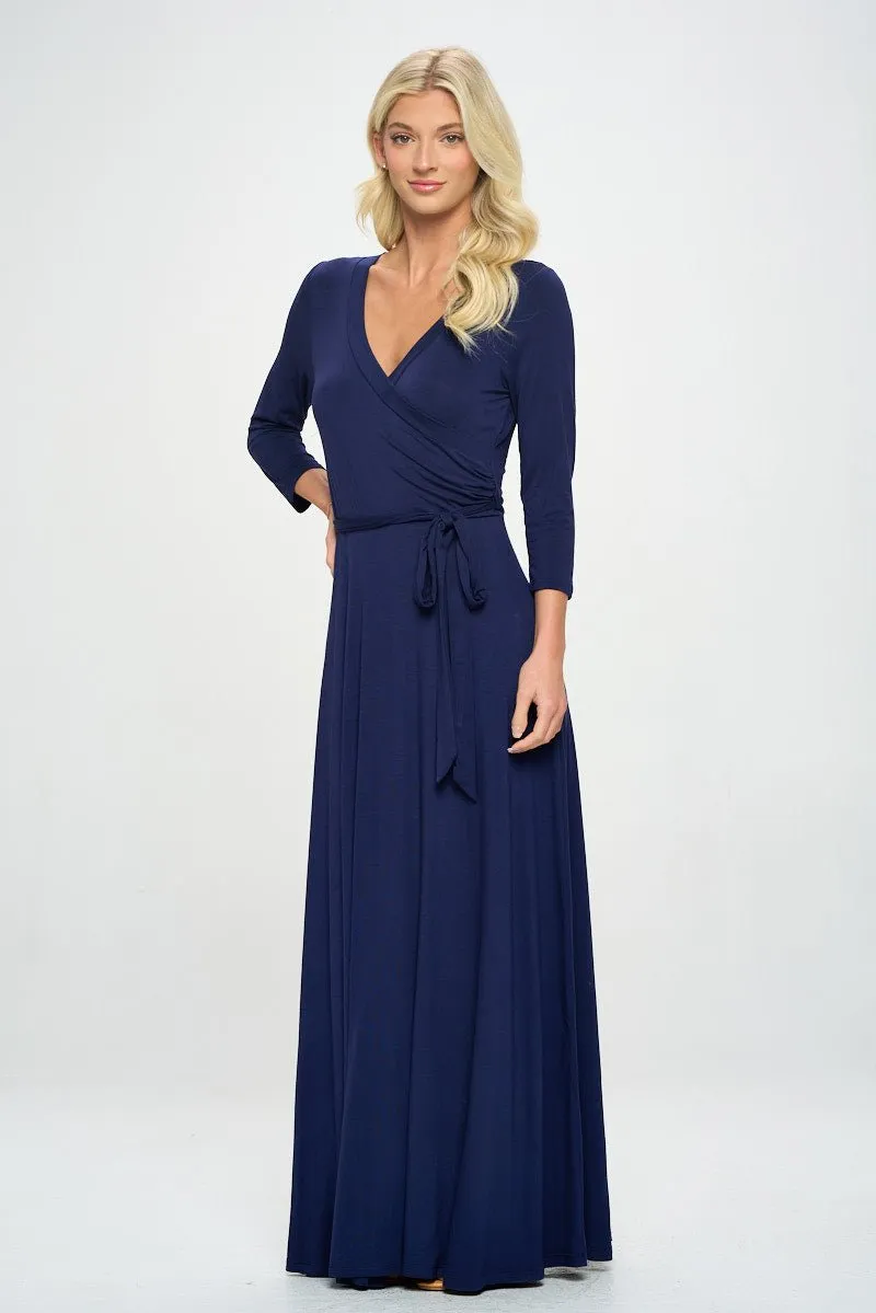 Grace Faux-Wrap Maxi Dress with Tie Waist