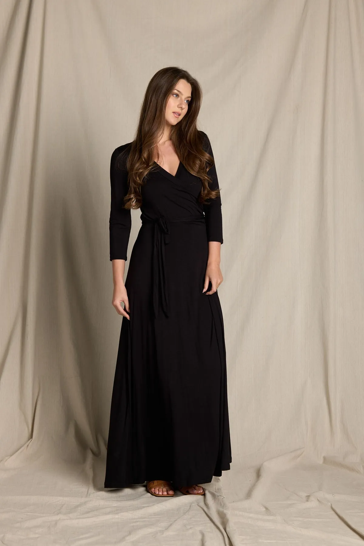 Grace Faux-Wrap Maxi Dress with Tie Waist