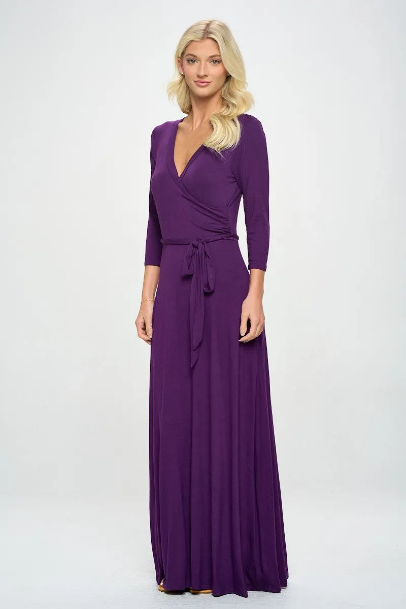 Grace Faux-Wrap Maxi Dress with Tie Waist