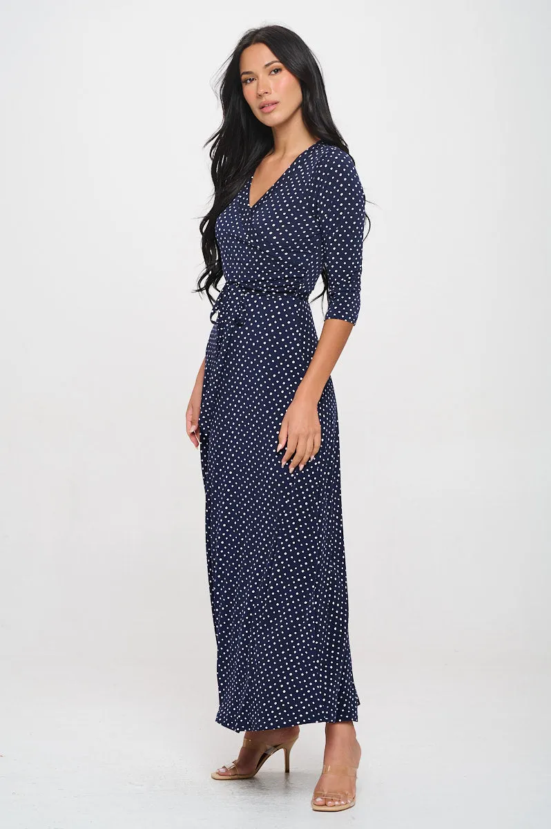 Grace Faux-Wrap Maxi Dress with Tie Waist