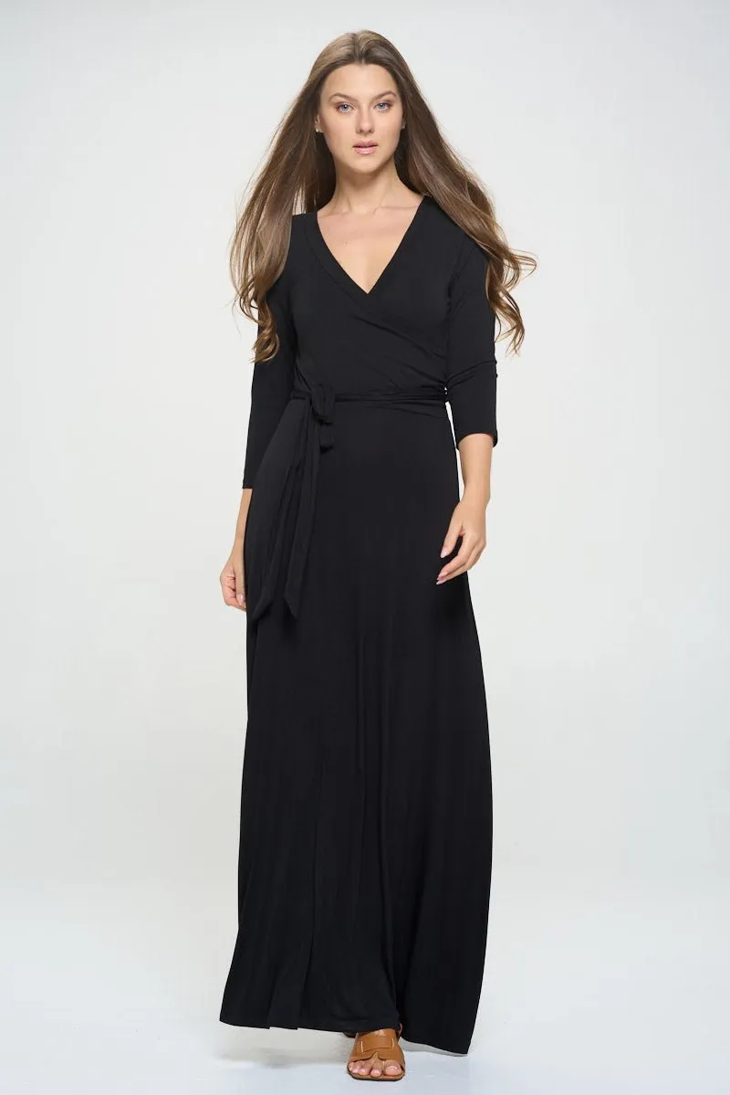 Grace Faux-Wrap Maxi Dress with Tie Waist