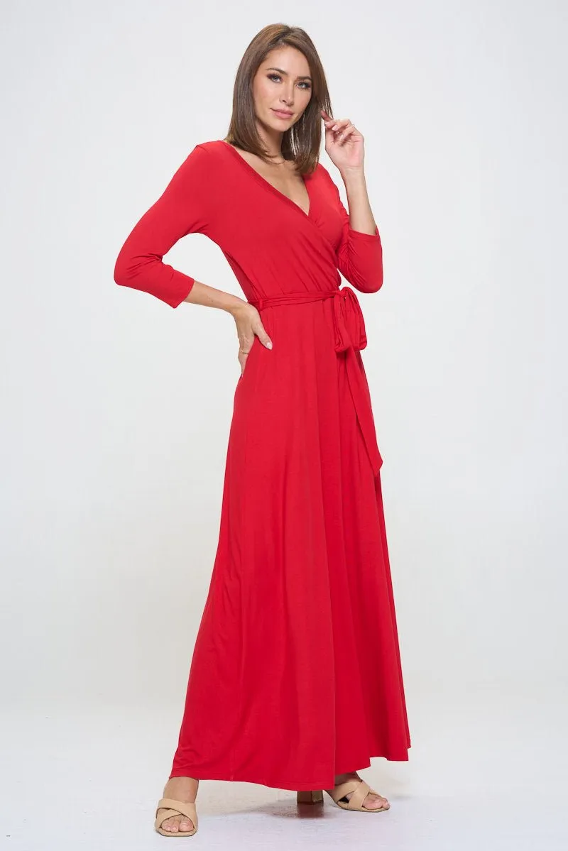 Grace Faux-Wrap Maxi Dress with Tie Waist