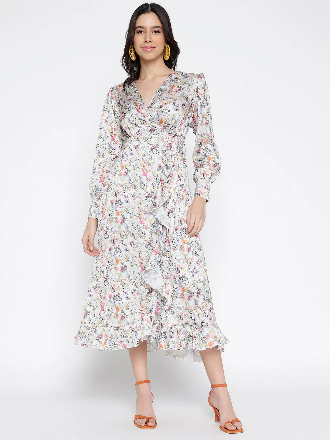 Graceful Wrap Midi Dress