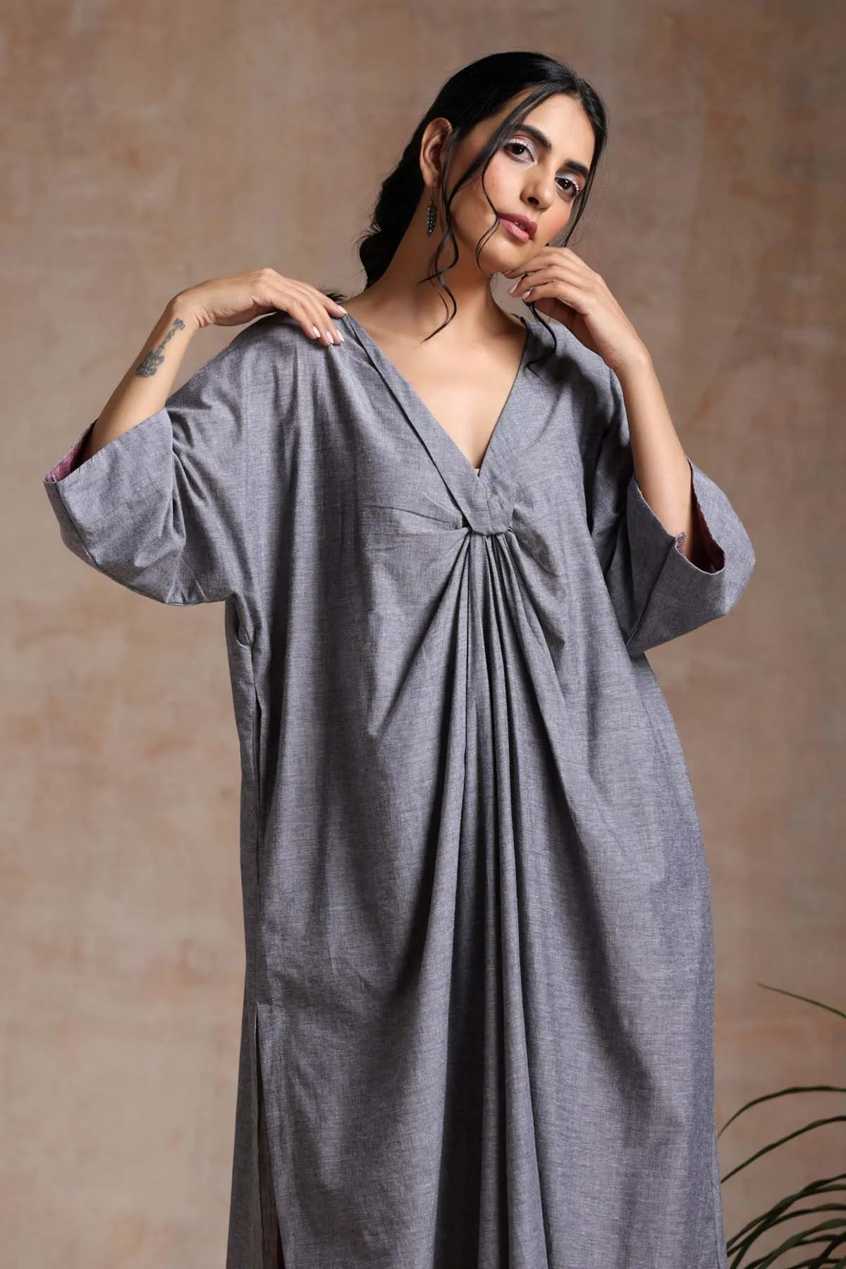 Grey Chambray Kurta Set