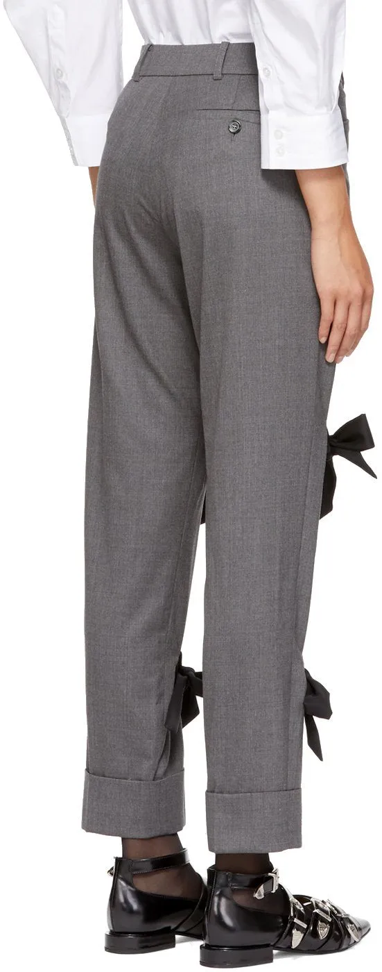 Grey Cropped Bows Trousers