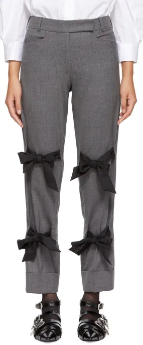 Grey Cropped Bows Trousers