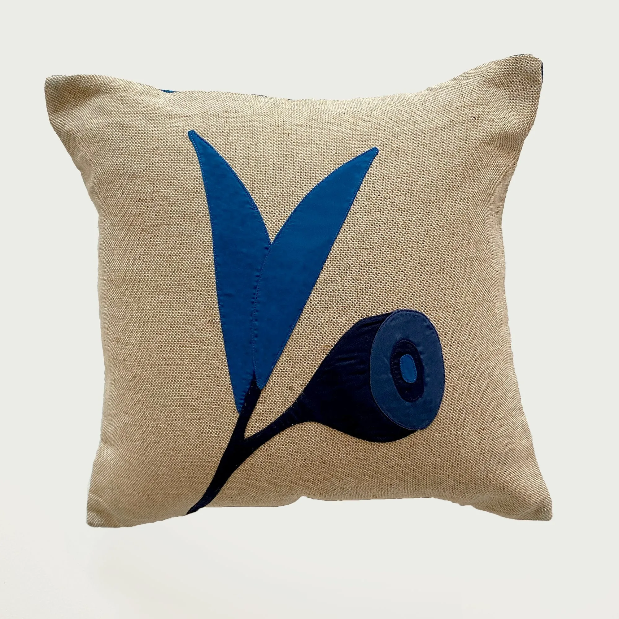 Gumnut Leaf Cushion in Navy Blue