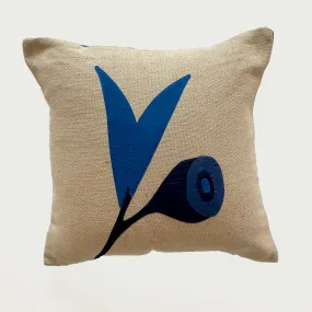 Gumnut Leaf Cushion in Navy Blue