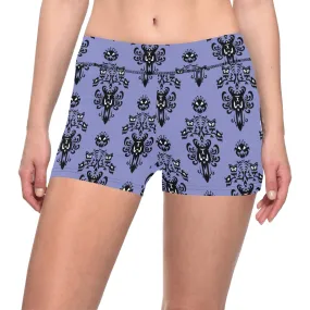 Haunted Mansion Wallpaper Women's Short Leggings