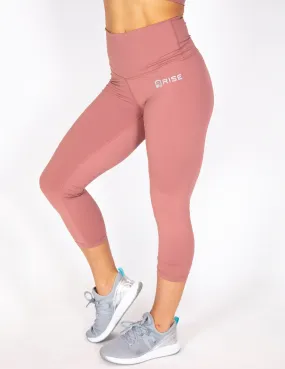 HIGH RISE CAPRI LEGGINGS - DUSTY ROSE