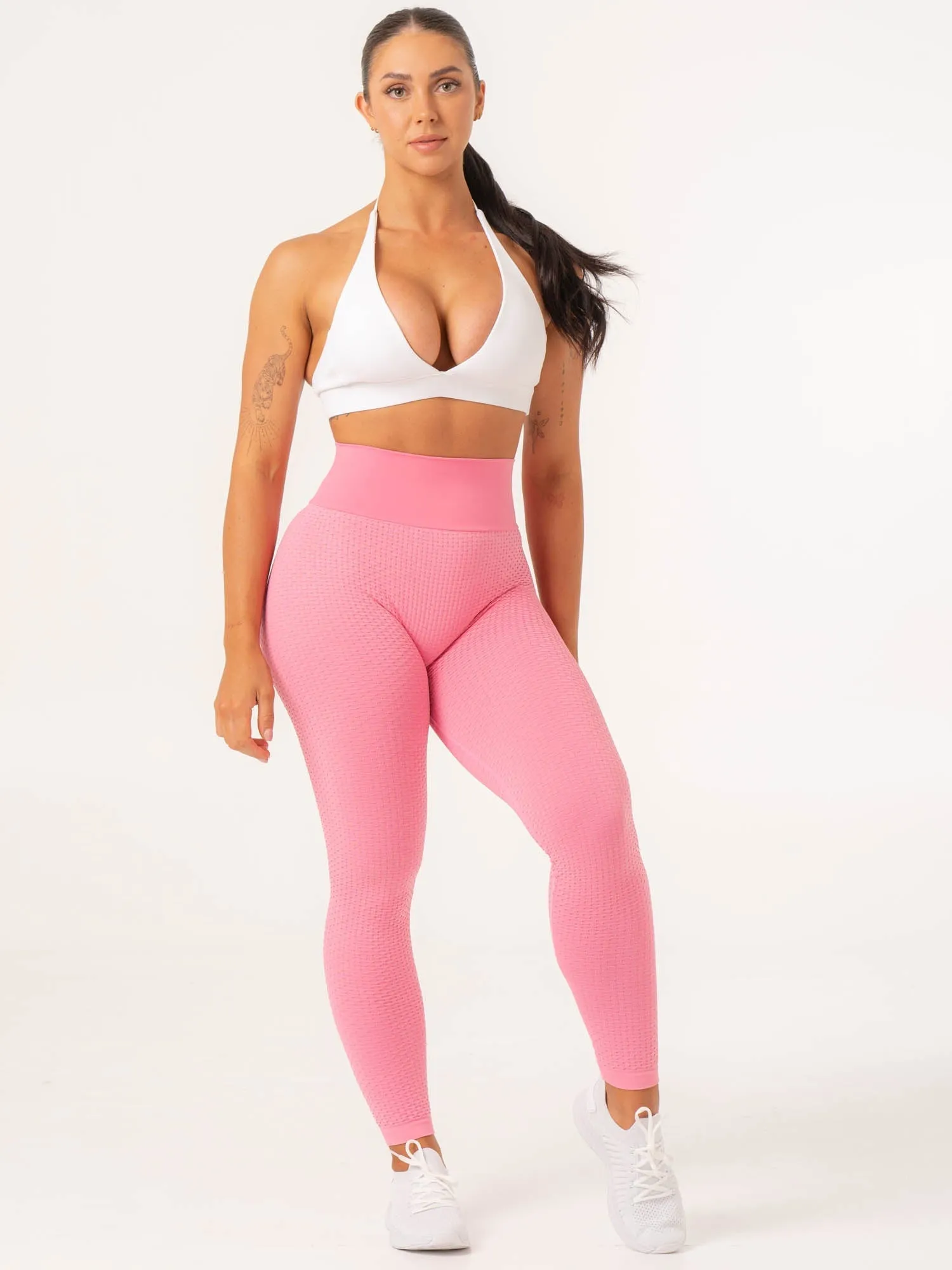 Honeycomb Scrunch Seamless Leggings - Bright Pink