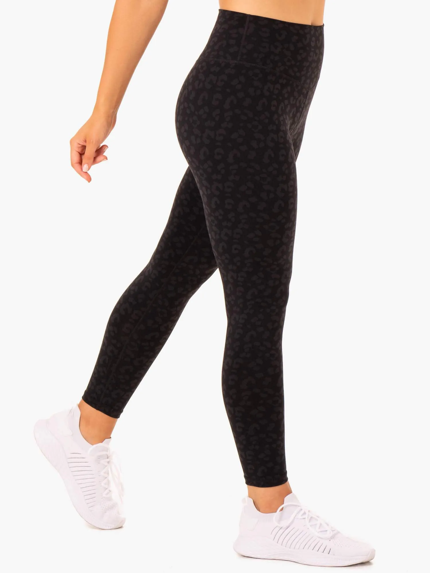 Hybrid Full Length Leggings - Black Leopard