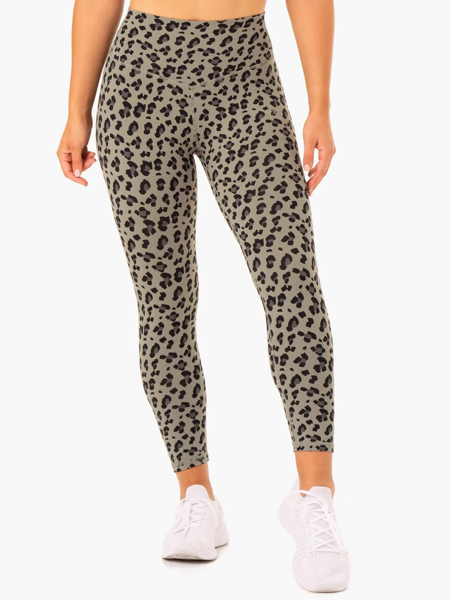 Hybrid Full Length Leggings - Khaki Leopard