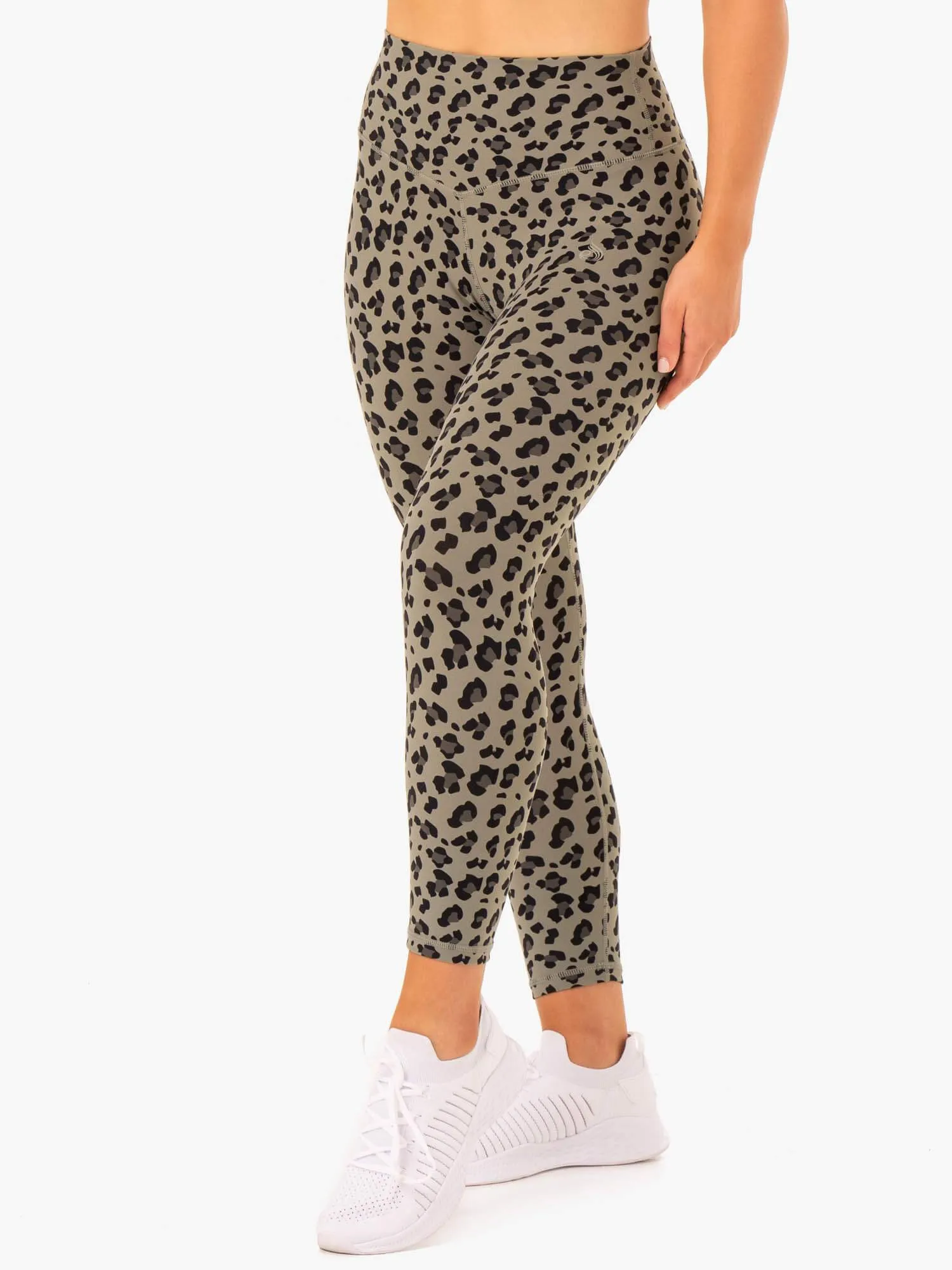 Hybrid Full Length Leggings - Khaki Leopard