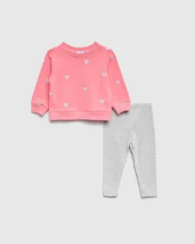 Infant Girls Embroidered Heart Sweatshirt Set