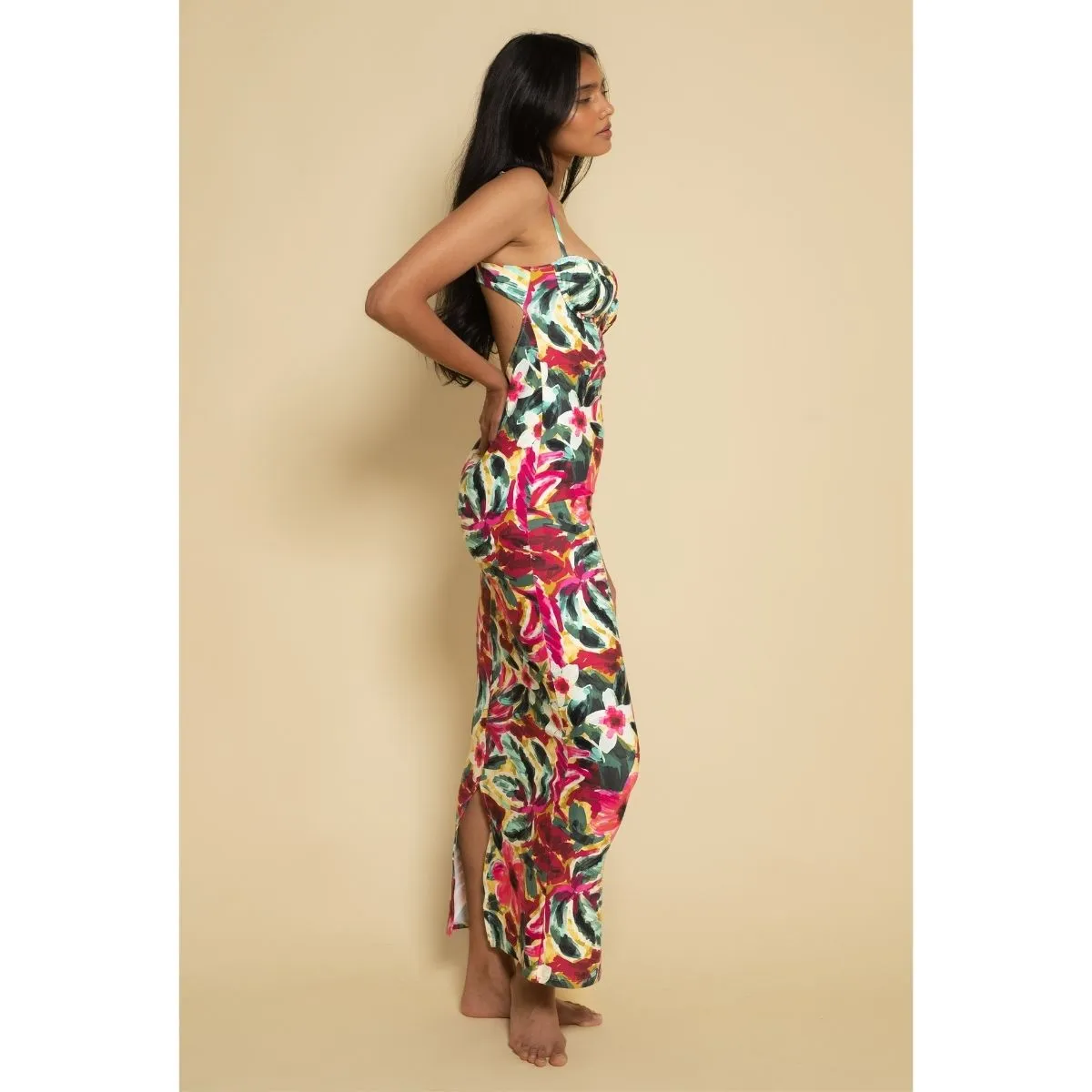 Isla Floral Petal Long Slip Dress