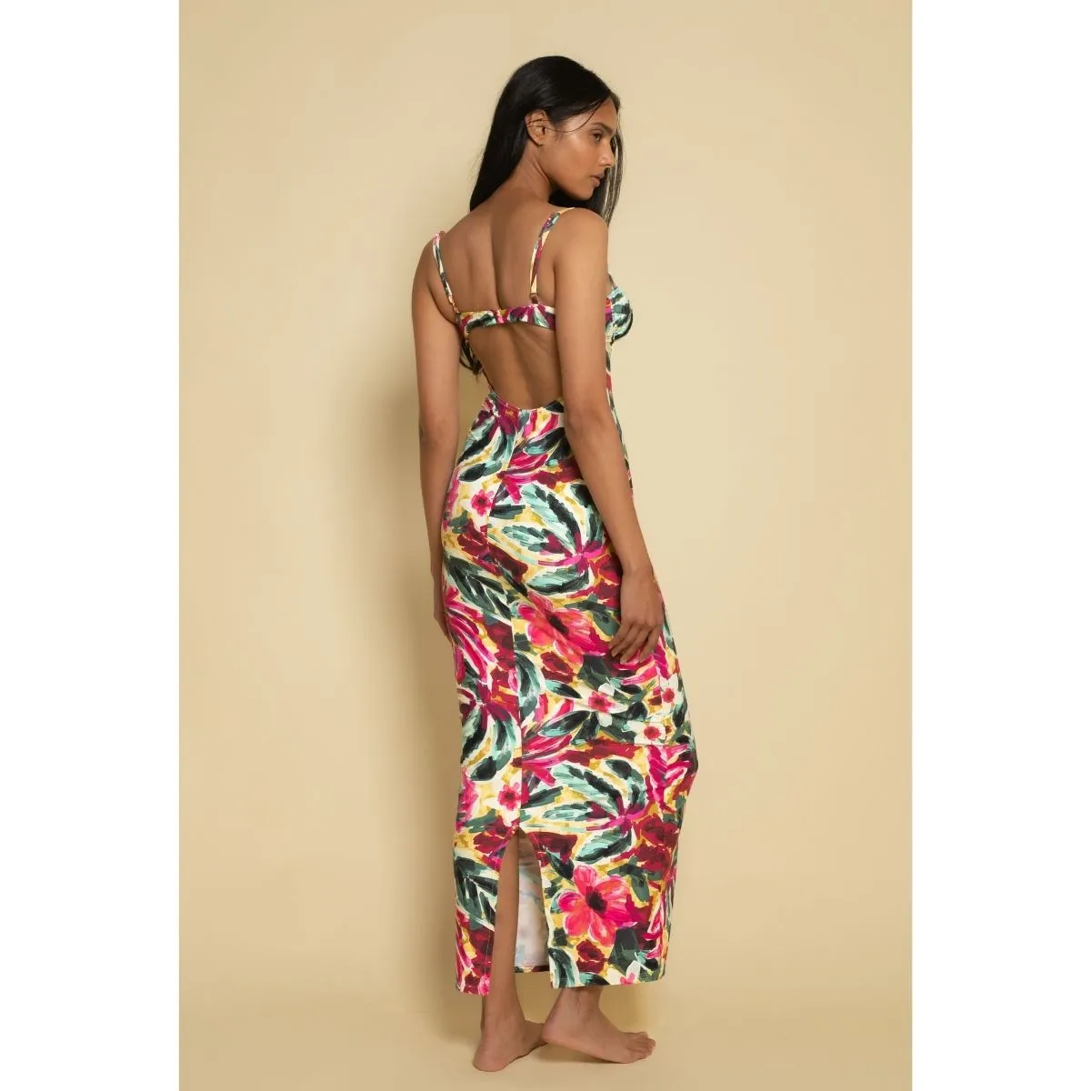 Isla Floral Petal Long Slip Dress